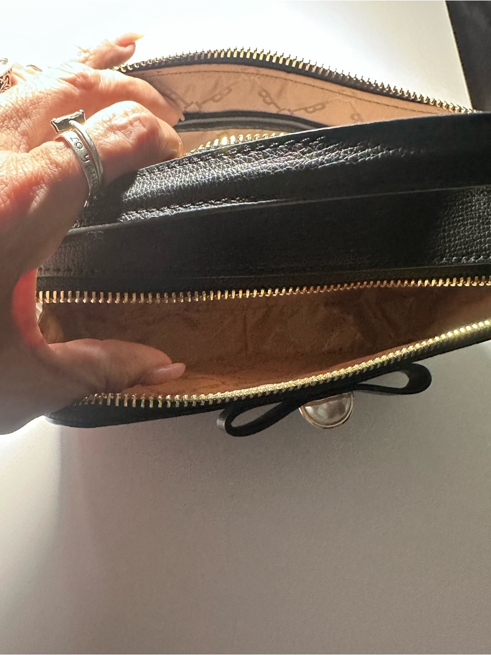 Ted Baker London Black Mini Top-Handle Crossbody with Bow and Gold Hardware - Picture 2 of 3